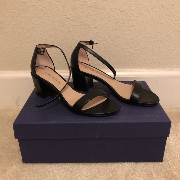 Stuart Weitzman Simple Black Suede Sandals - Picture 4 of 7